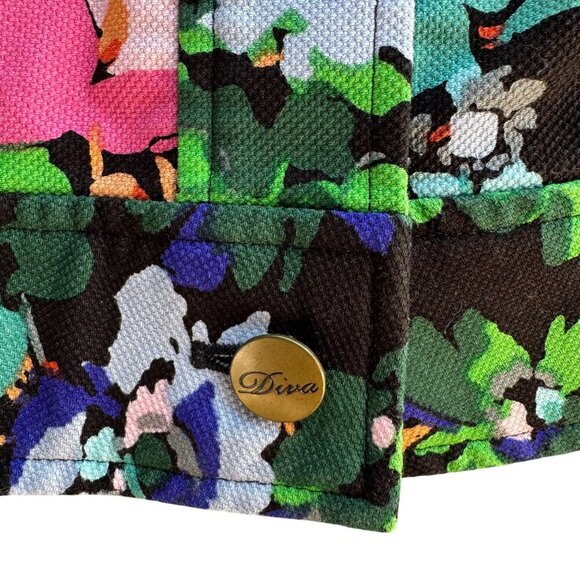 Diva By Dana Buchman Womens Cropped Dark Floral Stretch Long Sleeve Jacket L - Picture 6 of 10